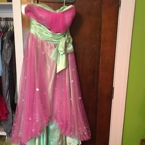 Pink and green prom dress